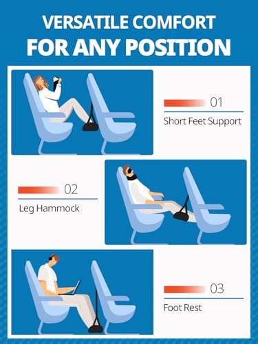 Image of SARISUN 2-Pack Airplane Foot Hammock for Travel, No Collapse Plane Foot Hammock with Wide Hardboard Support, Portable Foot Sling for Under Desk with Adjustable Strap, Carry Bags for Women & Men