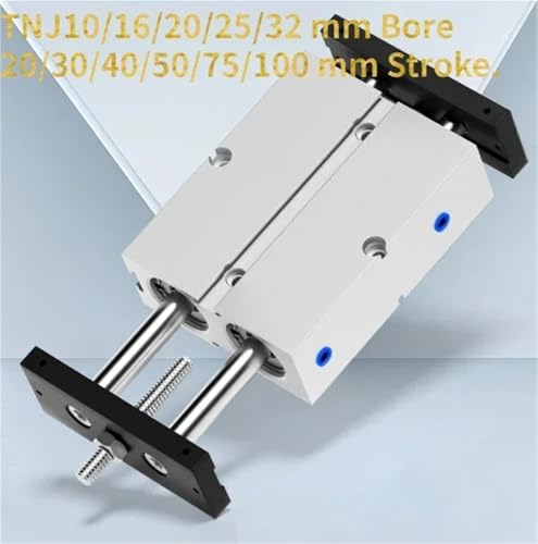 Vérin pneumatique double tige TNJ course mécanique réglable 25x50 mm - 3