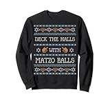 Funny Ugly Hanukkah Sweater Deck Halls Matzo Balls