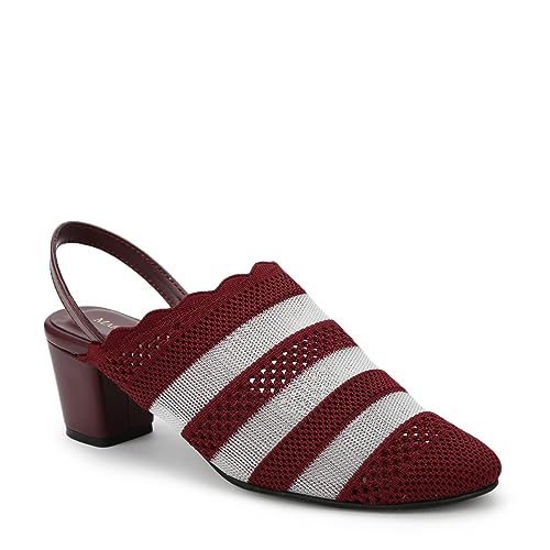 Image of Marc Loire Women's Knitted Round Toe Block Heel Mules for Casual and Formal Wear