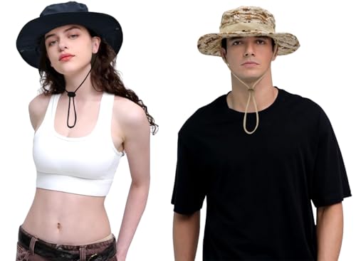 Image of Sun Hats for Men Women Bucket Hat UPF 50+ Boonie Hat Foldable UV Protection Hiking Beach Fishing Summer Safari