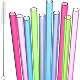 Trinkhalme aus Kunststoff, wiederverwendbar, mit Bürste, 19 mm x 7 mm, perfekt für Cocktails, Milch, Saft, Tee (Trinkhalme), 20 Stück