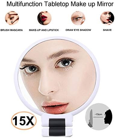 15X Magnifying Makeup Mirror 2-Sided Tabletop Mirror of 360° Rotation for Fashion Travel or Bathroom Hanging Mirror