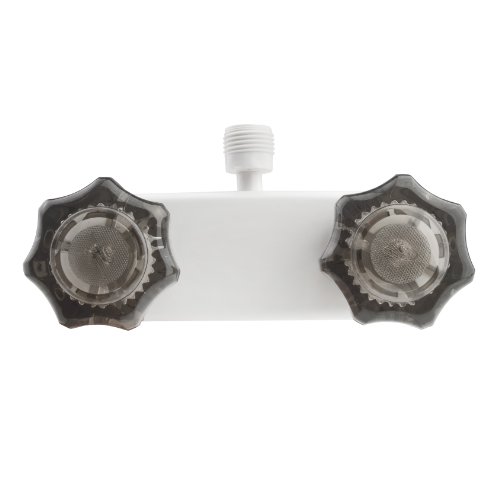 Image of Dura Faucet DF-SA100S-WT RV /Motorhome /Trailer Shower Faucet Valve Diverter with Smoked Acrylic Knobs (White)