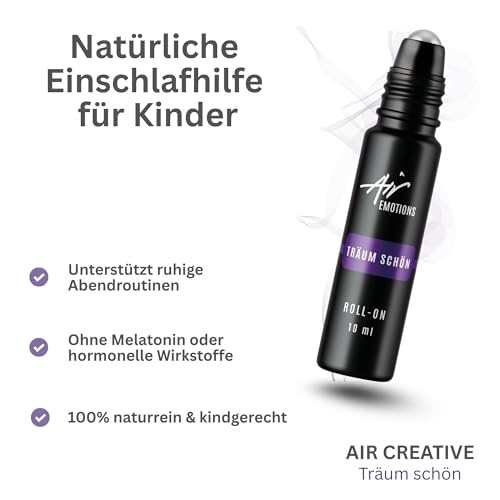 Air Creative® Einschlafhilfe Kinder natürlich - Träum schön Roll-On mit Lavendelöl & Mandarinenöl - ohne Melatonin -100% naturrein, sanft & beruhigend, 10 ml