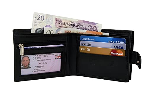 RAS Mens Soft Smooth Genuine Leather Wallet with External Zipper Coin Pocket 42 Black - Image 3