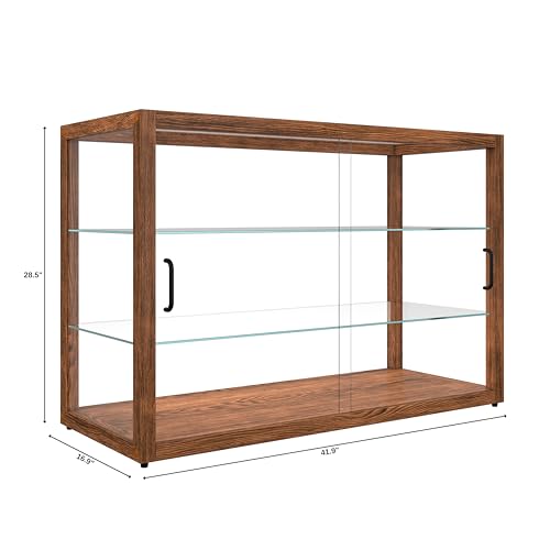 Image of KoolMore 42 in. Horizontal Dark Wood Countertop Dry Bakery Display Case, Large Bread, Pastry and Dessert Display with Tempered Glass