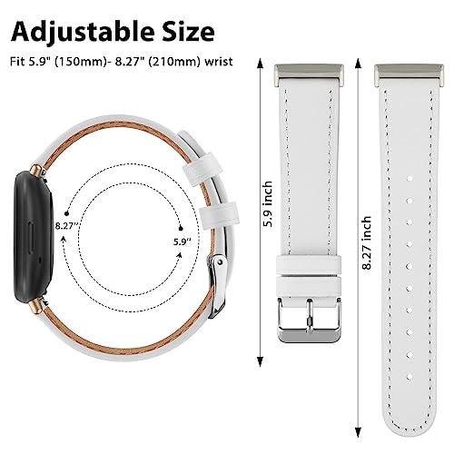 Leather Straps for Fitbit Versa 4, Versa 3, Sense 2, and Sense - Genuine Leather Replacement Band for Women and Men (White) - Image 4