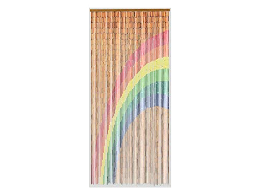 MOREL Rideau de Porte Bâtonnets de Bambou Peints - Dessin Arc-en-Ciel - 90 x 200 cm