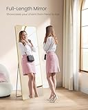SONGMICS Full Length Mirror, 160 x 50 cm, Rectangle Full Body Mirror with Stand, Aluminium Alloy Fram, Tempered Glass, for Bedroom, Living Room, Cloakroom, Pale Gold LFM030A01 - Image 2