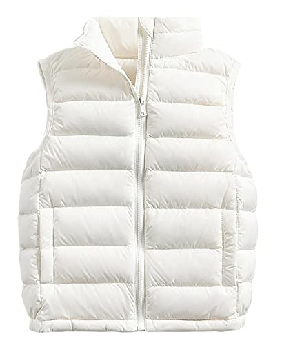Cozomiz Enfants Hiver Gilets Bébé Garçons Filles Doudoune Veste Duvet Hiver Matelassé Manteau sans Manche 10-11 ans Blanc Cover
