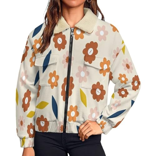 Chaqueta de forro polar para mujer con cremallera completa y estampado floral de verano 1
