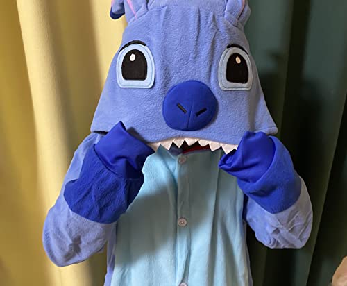 Halloween Animal Onesie Pajamas For Adults Stitch Onesie Cosplay Costume Homewear Blue, M #TOP6