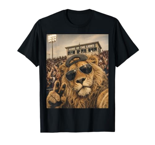 Lion Student Funny Meme Selfie Vintage Home Game Day Mascot T-Shirt