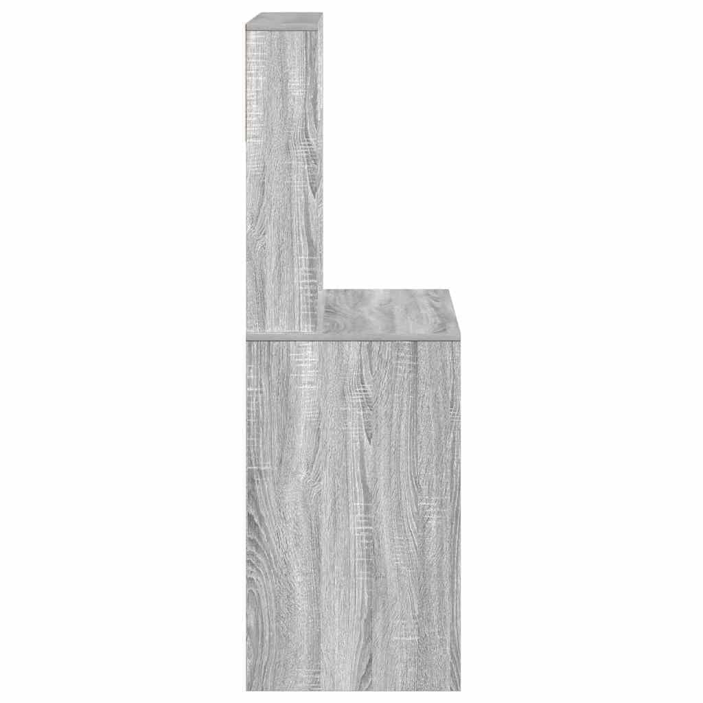 Scrivania con mensola grigio Sonoma, 100 x 45 x 140 cm, in legno, per studio, PC, postazione di lavoro, ufficio, casa, ufficio