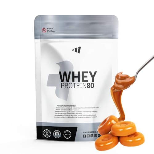 Imagen de MM Supplements Proteína Whey 80 Bote de 1 Kg Proteína Suero de Leche Batido para Ganar Masa Muscular Ayuda en la Recuperación Muscular Sabor Caramelo Cremoso