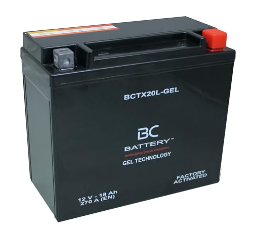 BC BATTERY Batería de arranque para motocicleta con GEL 12V 6Ah BCTX20L-GEL Moto&Scooter, sin mantenimiento sellada y precargada similar a YTX20L-BS/YTX20HL-BS