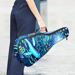 JRHEJTHH Durable Ukulele Bag Water Resistent Ukulele Case with Adjustable Shoulders for 21 23 24 inch Thick Padding Fish Pattern – Image 6