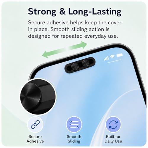 Velaporco Front Camera Cover,On/Off Face Recognition,Camera Protector Compatible with iPhone 16/16Plus/16Pro/16 Pro Max/15/15Plus/15Pro/15 Pro Max-Black, 2 Pack by Velaporco - Used condition - Image 6