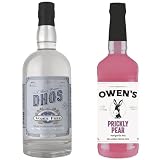 Dhōs Handcrafted Non-Alcoholic Vodka 750 ML Bottle w Owen’s Mixers Prickly Pear 32 OZ Bottle - Keto-Friendly, Zero Sugar, Zero Calories, Zero Proof - Perfect for Mocktails - Made in USA