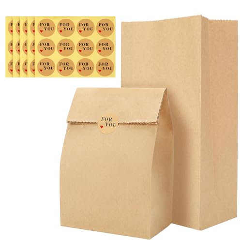 Sachet papier kraft avec autocollant pochette cadeau calendrier Avent 100pcs