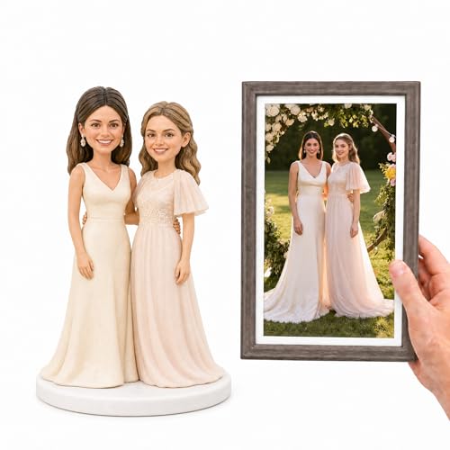 Custom 2-Person Bridesmaid Bobblehead, Personalized Handmade Clay Figurine from Photos,