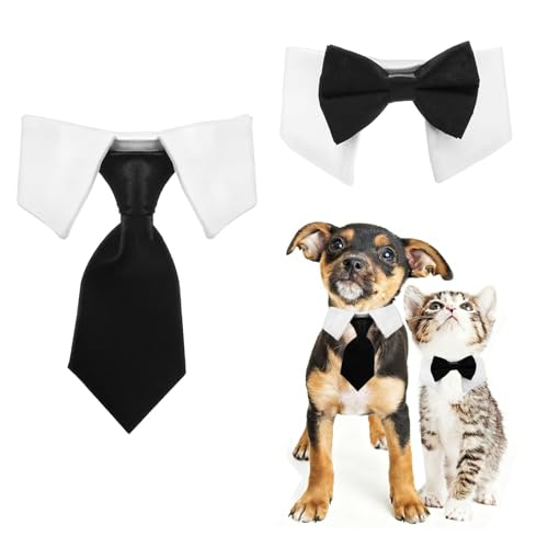 2er-Set Fliegen für Hunde - Elegante Hundefliege für Hochzeiten & Anlässe, Verstellbare Katzenkleidung & Hunde Klamotten, Atmungsaktiv für Kleine Hunde, Kostüm für Katzen