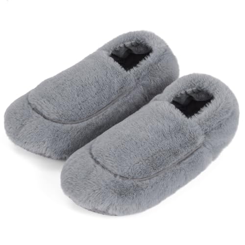 Magic Gel Microwavable Slippers for Women & Men with Natural Clay Beads, Cozy Foot Warmer for Cold Feet & Toes, Reusable Heated Foot Booties for Bed, Heat Therapy for Feet & Indoor Relaxation Non-Slip