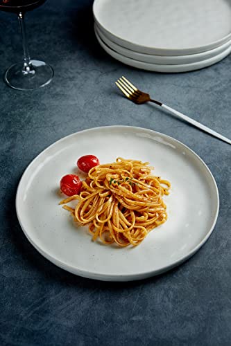 Famiware Mars 6 Pieces Dinner Plates, 10.25 Inch Plate Set, Scratch Resistant, Stoneware Dinnerware, Kitchen Modern Rustic Serving Dishes, White #TOP2