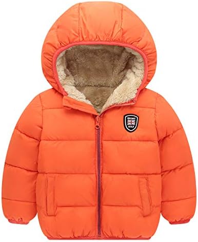 Happy Cherry Kids Winter Coat Baby Boy Girls Jacket with Hood Clothes Warm Down Light Outwear Jackets Padded Packable Windproof Lined Top Outfits Orange