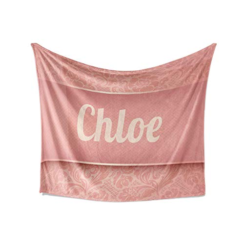 Chloe Blanket - Personalized Plush Fleece Pink Throw with Name, Custom Soft Cozy Warm Blanket, Customized Birthday, Holiday Present Idea, 50x60 Inches
