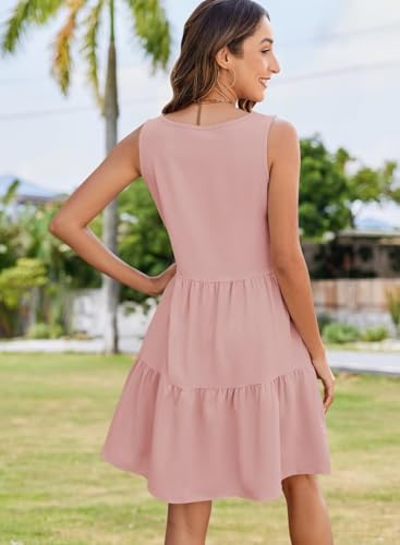 Image of QACOHU Women's Summer Sleeveless V Neck Mini Dress with Pockets Casual Sundress Beach Dresses for Women 2026