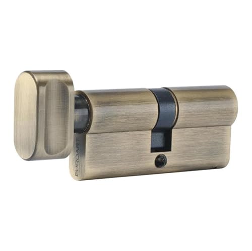 Ironmongery Solutions® High Security Thumb Turn Euro Cylinder Lock with 3 Keys (Double, Antique Brass, 35/35 (70MM))