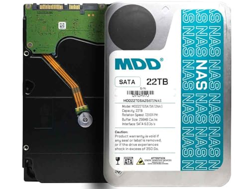 Image of MDD (MDD22TS25672NAS) 22TB 7200RPM 256MB Cache SATA 6.0Gb /s 3.5inch Internal NAS Hard Drive - 5 Years Warranty (Renewed)