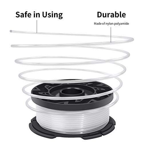 Mosloly AF-100 Trimmer Spool for Black + Decker Autofeed System Replacement Durable String Trimmer Edger, 30ft 0.065\" Line String Trimmer (6 Replacement Spool, 1 Spool Cap, 1 Spring)