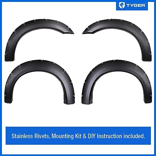 Tyger Auto Fender Flare Compatible with 1999-2007 Ford F-250 F-350 Super Duty, Rough Textured Black Bolt-Riveted Style 4pc | TG-FF8F4097 by Tyger Auto - Image 2