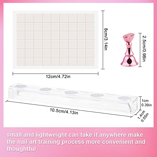 Nail Stand Acrylic Nail Art Display Stand Magnetic Nail Tips Practice Holder 54 Pcs Reusable Adhesive Putty For Diy Painting Nails Stand Kit (Pink) #TOP2