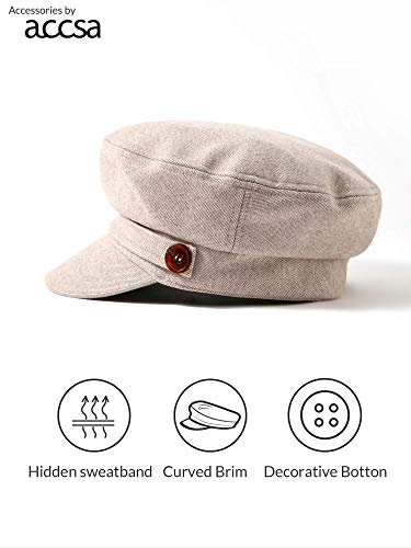 Accsa Womens Fashion Newsboy Cap Bakerboy Cabbie Gatsby Pageboy Visor Beret Hat Sandy Beige #TOP3
