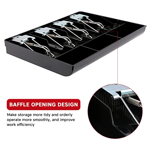 Rv77 Cash Register Drawer, 4 Bill/3 Coin Market Storage Coin Register, Cash Money Tray Replacement Insert Tray Storage Case With Clip For Supermarkets, Shops, Hotels(Metal Clip,12.68X9.65X1.38Inch) #TOP4