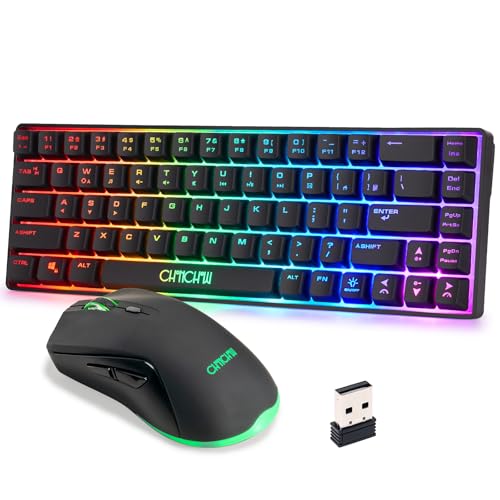 CHONCHOW 60% Wireless Gaming Keyboard and Mouse Combo,LED Backlit Rechargeable
