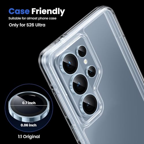 Image of FabeKee Tempered Glass Camera Lens Protector For 9H Hardness, Full Coverage Anti Scratch Camera Metal Ring (S26 Ultra 5G blue)