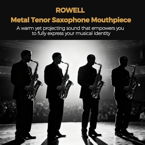 ROWELL Tenor Saxophone Metal Mouthpiece Jazz Sax Mouthpiece- 5-Level Adjustable Ligature & Protective Cap Full Tone for Jazz & Concert Band - Thumbnail 7