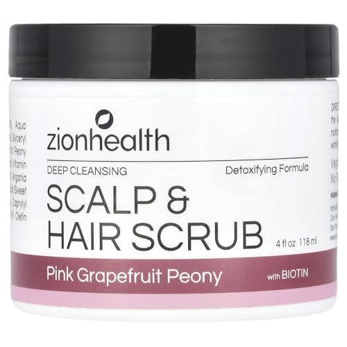 Adama Minerals Zion Health Scalp & Hair Scrub with Biotin, Pink Grapefruit Peony, 4 fl oz (118 ml)
