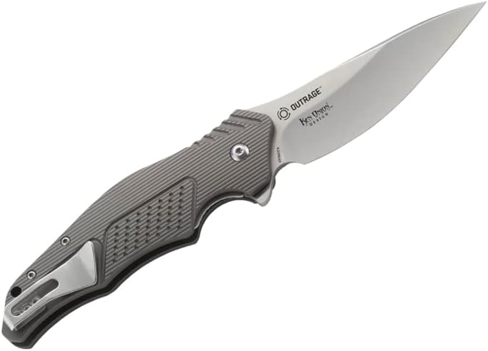 CRKT Outrage EDC Folding Pocket Knife: Everyday Carry, Satin Blade, IKBS Ball Bearing Pivot, Liner Lock, Aluminum Handle, Deep Carry Pocket Clip K320GXP