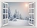 wall26 Removable Wall Sticker/Wall Mural - Pine Trees Covered by White Snow Out of The Open Window Wall Decorr - 36"x48"
