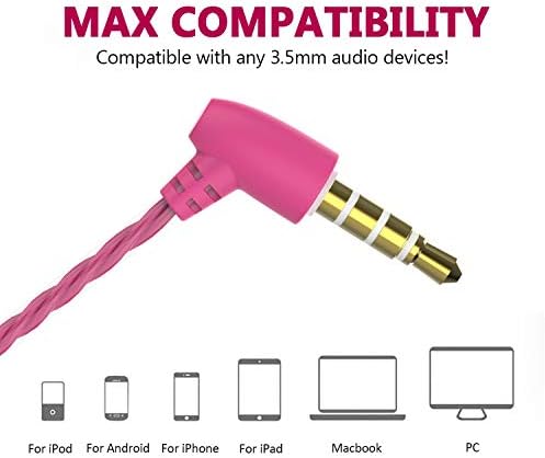 CBGGQ Headphone Heavy Bass Stereo Earphones Earbuds Noise Isolating Tangle Free Headsets in Ear Headphones with Remote & Microphone,for iOS and Android,Laptops,Gaming(Black+White+Pink+Green 4 Pack)