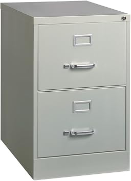 Cooper 25" 2-Drawer Metal Vertical File Cabinet, Gray Finish, Legal Width, Commercial Grade Steel Construction, Locking Storage, Ball-Bearing Slides, Office Filing Cabinet for Business or Home
