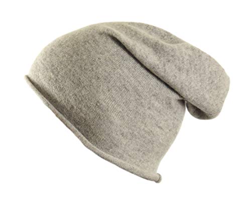 MayTree Beanie-Mütze, dünne leichte Mütze aus 100% Kaschmir, Kaschmir-Mütze Unisex für Damen und Herren in schwarz, grau und Altrosa Cover
