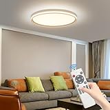 Mikeru Round LED Ceiling Light 50cm, Flush Mount Ceiling Lights Dimmable with Remote 10% to 100% Contemporary Slim Lighting 3000K/4500K/6500K Full Spectrum Bathroom Ceiling Light for Kitchen