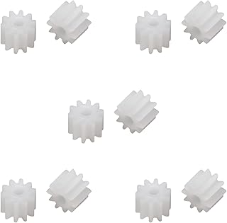 Aicosineg 10Pcs Plastic Gears 9Teeth Model 092A(0.07inch Hole Diameter 0.21inch Outer Diameter 0.19inch Thickness) Reduction Gear Plastic Worm Gears for RC Car Robot Motor White